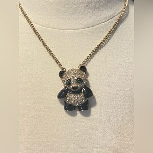 Betsey Johnston rhinestone panda necklace